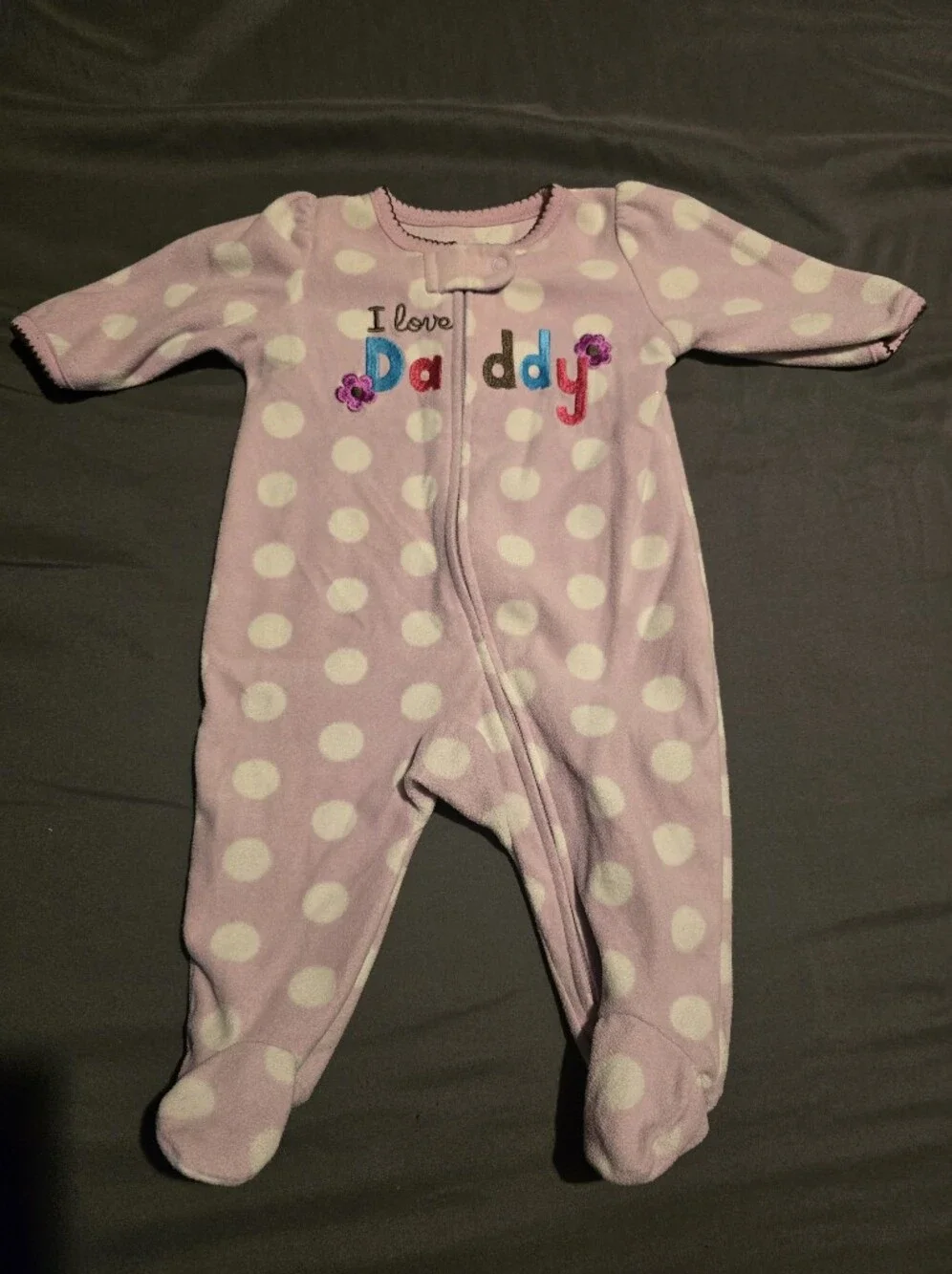 Pink Polka Dot Baby Pajama One-Piece - I Love Daddy